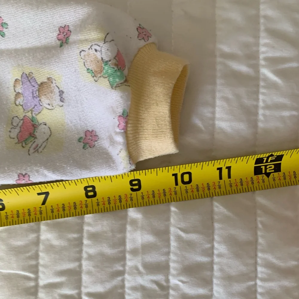 Vintage Carter's Pajama Set Girls 18-24M White Top Pants Snap Waist Bunny Flower